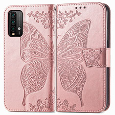 Coque Portefeuille Papillon Livre Cuir Etui Clapet pour Xiaomi Redmi Note 9 4G Rose