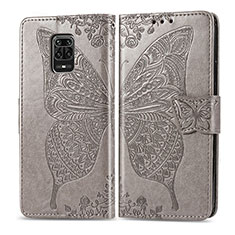 Coque Portefeuille Papillon Livre Cuir Etui Clapet pour Xiaomi Redmi Note 9 Pro Max Gris