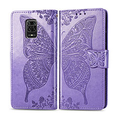 Coque Portefeuille Papillon Livre Cuir Etui Clapet pour Xiaomi Redmi Note 9 Pro Max Violet Clair