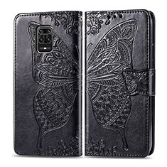 Coque Portefeuille Papillon Livre Cuir Etui Clapet pour Xiaomi Redmi Note 9 Pro Noir