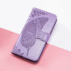 Coque Portefeuille Papillon Livre Cuir Etui Clapet S01D pour Google Pixel 5a 5G Violet Clair