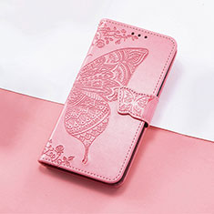 Coque Portefeuille Papillon Livre Cuir Etui Clapet S01D pour Huawei Enjoy 50 Pro Rose Rouge