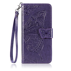 Coque Portefeuille Papillon Livre Cuir Etui Clapet S01D pour Huawei Honor 10X Lite Violet