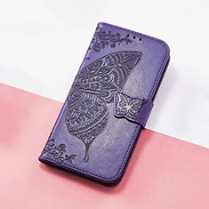 Coque Portefeuille Papillon Livre Cuir Etui Clapet S01D pour Huawei Honor 50 SE 5G Violet