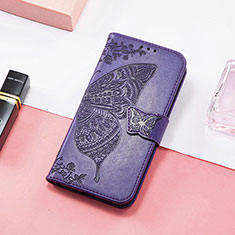 Coque Portefeuille Papillon Livre Cuir Etui Clapet S01D pour Huawei Honor 60 Pro 5G Violet