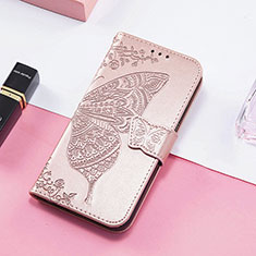 Coque Portefeuille Papillon Livre Cuir Etui Clapet S01D pour Huawei Honor 80 Pro 5G Or Rose