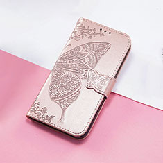 Coque Portefeuille Papillon Livre Cuir Etui Clapet S01D pour Huawei Honor X9 5G Or Rose