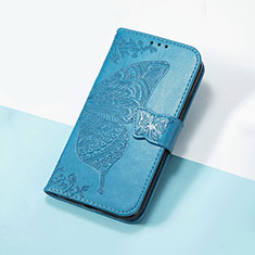 Coque Portefeuille Papillon Livre Cuir Etui Clapet S01D pour Motorola Moto G73 5G Bleu