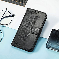 Coque Portefeuille Papillon Livre Cuir Etui Clapet S01D pour Samsung Galaxy F13 4G Noir