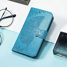 Coque Portefeuille Papillon Livre Cuir Etui Clapet S01D pour Samsung Galaxy M13 4G Bleu