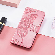 Coque Portefeuille Papillon Livre Cuir Etui Clapet S01D pour Samsung Galaxy M13 4G Rose Rouge