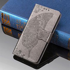 Coque Portefeuille Papillon Livre Cuir Etui Clapet S01D pour Samsung Galaxy S21 Ultra 5G Gris