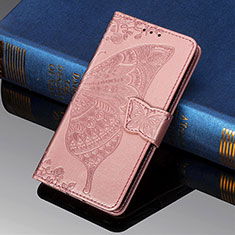 Coque Portefeuille Papillon Livre Cuir Etui Clapet S01D pour Samsung Galaxy S21 Ultra 5G Rose