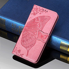 Coque Portefeuille Papillon Livre Cuir Etui Clapet S01D pour Samsung Galaxy S22 Ultra 5G Rose Rouge