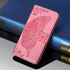 Coque Portefeuille Papillon Livre Cuir Etui Clapet S01D pour Samsung Galaxy S25 Ultra 5G Rose Rouge