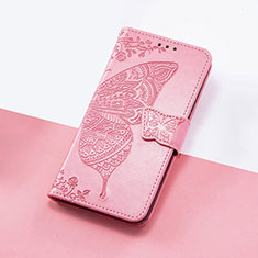 Coque Portefeuille Papillon Livre Cuir Etui Clapet S01D pour Sharp Aquos R8 Rose Rouge