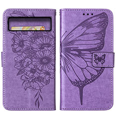 Coque Portefeuille Papillon Livre Cuir Etui Clapet Y01B pour Google Pixel 8 Pro 5G Violet Clair