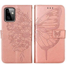 Coque Portefeuille Papillon Livre Cuir Etui Clapet Y01B pour Motorola Moto G Power 5G (2023) Or Rose