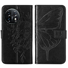 Coque Portefeuille Papillon Livre Cuir Etui Clapet Y01B pour OnePlus 11 5G Noir