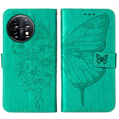 Coque Portefeuille Papillon Livre Cuir Etui Clapet Y01B pour OnePlus 11 5G Vert