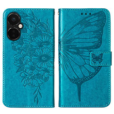 Coque Portefeuille Papillon Livre Cuir Etui Clapet Y01B pour OnePlus Nord CE 3 5G Bleu