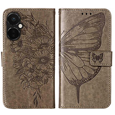 Coque Portefeuille Papillon Livre Cuir Etui Clapet Y01B pour OnePlus Nord CE 3 5G Gris