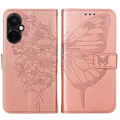 Coque Portefeuille Papillon Livre Cuir Etui Clapet Y01B pour OnePlus Nord CE 3 Lite 5G Or Rose