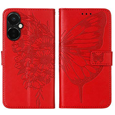 Coque Portefeuille Papillon Livre Cuir Etui Clapet Y01B pour OnePlus Nord CE 3 Lite 5G Rouge