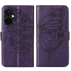 Coque Portefeuille Papillon Livre Cuir Etui Clapet Y01B pour OnePlus Nord CE 3 Lite 5G Violet