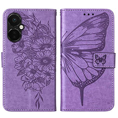 Coque Portefeuille Papillon Livre Cuir Etui Clapet Y01B pour OnePlus Nord CE 3 Lite 5G Violet Clair