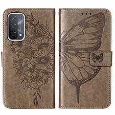 Coque Portefeuille Papillon Livre Cuir Etui Clapet Y01B pour OnePlus Nord N200 5G Gris