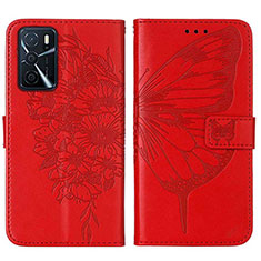 Coque Portefeuille Papillon Livre Cuir Etui Clapet Y01B pour Oppo A16s Rouge