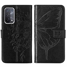 Coque Portefeuille Papillon Livre Cuir Etui Clapet Y01B pour Oppo A54 5G Noir