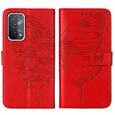 Coque Portefeuille Papillon Livre Cuir Etui Clapet Y01B pour Oppo A54 5G Rouge