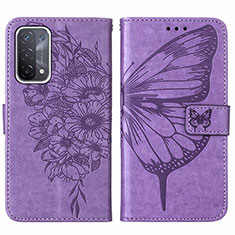 Coque Portefeuille Papillon Livre Cuir Etui Clapet Y01B pour Oppo A54 5G Violet Clair