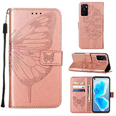 Coque Portefeuille Papillon Livre Cuir Etui Clapet Y01B pour Oppo A55S 5G Or Rose