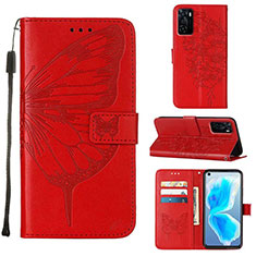 Coque Portefeuille Papillon Livre Cuir Etui Clapet Y01B pour Oppo A55S 5G Rouge