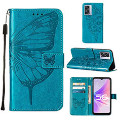 Coque Portefeuille Papillon Livre Cuir Etui Clapet Y01B pour Oppo A57 5G Bleu