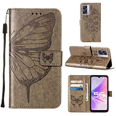 Coque Portefeuille Papillon Livre Cuir Etui Clapet Y01B pour Oppo A57 5G Gris