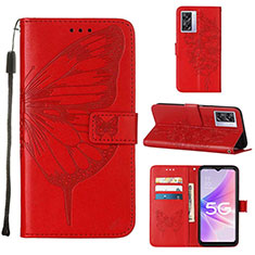 Coque Portefeuille Papillon Livre Cuir Etui Clapet Y01B pour Oppo A77 5G Rouge