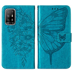 Coque Portefeuille Papillon Livre Cuir Etui Clapet Y01B pour Oppo A94 5G Bleu