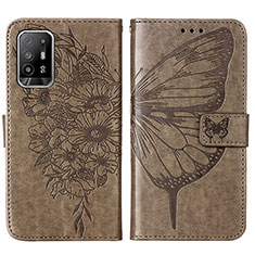 Coque Portefeuille Papillon Livre Cuir Etui Clapet Y01B pour Oppo A94 5G Gris