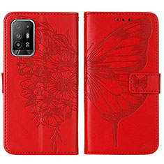 Coque Portefeuille Papillon Livre Cuir Etui Clapet Y01B pour Oppo A95 5G Rouge