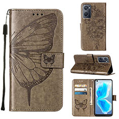 Coque Portefeuille Papillon Livre Cuir Etui Clapet Y01B pour Oppo A96 4G Gris