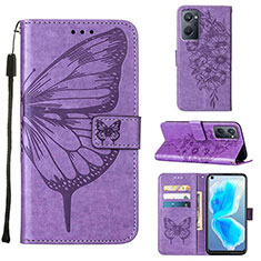 Coque Portefeuille Papillon Livre Cuir Etui Clapet Y01B pour Oppo A96 4G Violet Clair