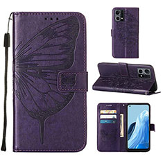 Coque Portefeuille Papillon Livre Cuir Etui Clapet Y01B pour Oppo F21 Pro 4G Violet
