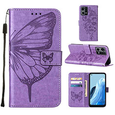 Coque Portefeuille Papillon Livre Cuir Etui Clapet Y01B pour Oppo F21 Pro 4G Violet Clair