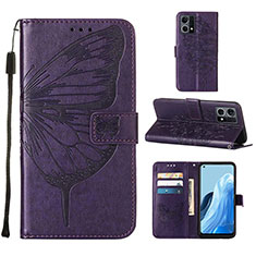 Coque Portefeuille Papillon Livre Cuir Etui Clapet Y01B pour Oppo F21s Pro 4G Violet