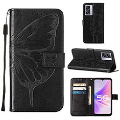 Coque Portefeuille Papillon Livre Cuir Etui Clapet Y01B pour Oppo K10 5G India Noir