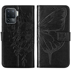 Coque Portefeuille Papillon Livre Cuir Etui Clapet Y01B pour Oppo Reno5 Lite Noir